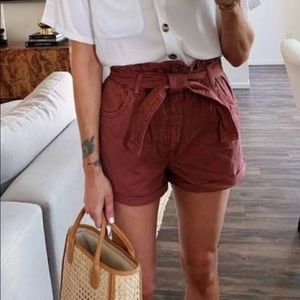 Red Belted Shorts